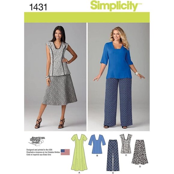 Simplicity Sewing Pattern 1431 Tunic Pants and Skirt Misses Size 10-18 - Picture 1 of 3